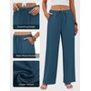 COOFANDY Womens Wide Leg Casual Pants Flowy Beach Trousers, S-XXL(Navy Blue)