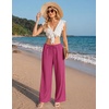 COOFANDY Womens Wide Leg Casual Pants Flowy Beach Trousers, S-XXL(Rose Red)