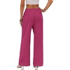 COOFANDY Womens Wide Leg Casual Pants Flowy Beach Trousers, S-XXL(Rose Red)