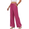 COOFANDY Womens Wide Leg Casual Pants Flowy Beach Trousers, S-XXL(Rose Red)