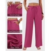 COOFANDY Womens Wide Leg Casual Pants Flowy Beach Trousers, S-XXL(Rose Red)