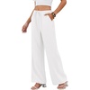 COOFANDY Womens Wide Leg Casual Pants Flowy Beach Trousers, S-XXL(White)