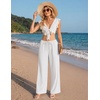 COOFANDY Womens Wide Leg Casual Pants Flowy Beach Trousers, S-XXL(White)