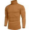 COOFANDY Mens Turtleneck Long Sleeve Shirts Slim Fit Thermal Undershirts(Caramel)