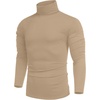 COOFANDY Mens Turtleneck Long Sleeve Shirts Slim Fit Thermal Undershirts(Khaki)