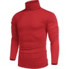 COOFANDY Mens Turtleneck Long Sleeve Shirts Slim Fit Thermal Undershirts(Red)