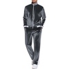 COOFANDY Mens Velour Tracksuit 2 Piece Set Velvet Sweatsuit for Party(Dark Grey)