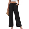 COOFANDY Womens Wide Leg Casual Pants Flowy Beach Trousers, S-XXL(Black)
