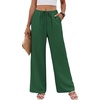 COOFANDY Womens Wide Leg Casual Pants Flowy Beach Trousers, S-XXL(Deep Green)