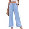 COOFANDY Womens Wide Leg Casual Pants Flowy Beach Trousers, S-XXL(Light Blue)