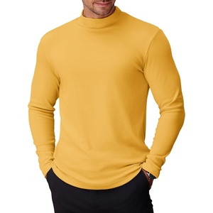 COOFANDY Mens Mock Turtleneck Long Sleeve Shirts Basic Thermal Turtle Neck Undershirt Lightweight Pullover Sweaters Top(Medium Yellow)
