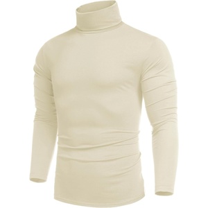 COOFANDY Mens Turtleneck Long Sleeve Shirts Slim Fit Thermal Undershirts(Beige)