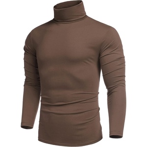 COOFANDY Mens Turtleneck Long Sleeve Shirts Slim Fit Thermal Undershirts(Brown)
