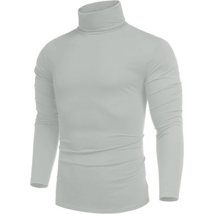 COOFANDY Mens Turtleneck Long Sleeve Shirts Slim Fit Thermal Undershirts(Grey)