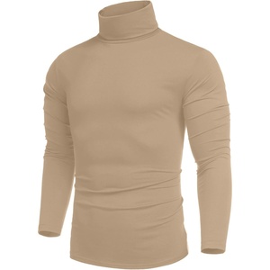 COOFANDY Mens Turtleneck Long Sleeve Shirts Slim Fit Thermal Undershirts(Khaki)