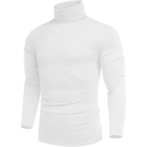 COOFANDY Mens Turtleneck Long Sleeve Shirts Slim Fit Thermal Undershirts(White)