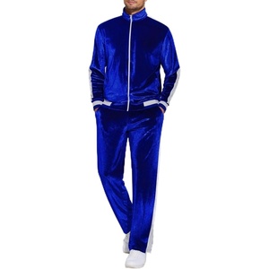 COOFANDY Mens Velour Tracksuit 2 Piece Set Velvet Sweatsuit for Party(Sky Blue)