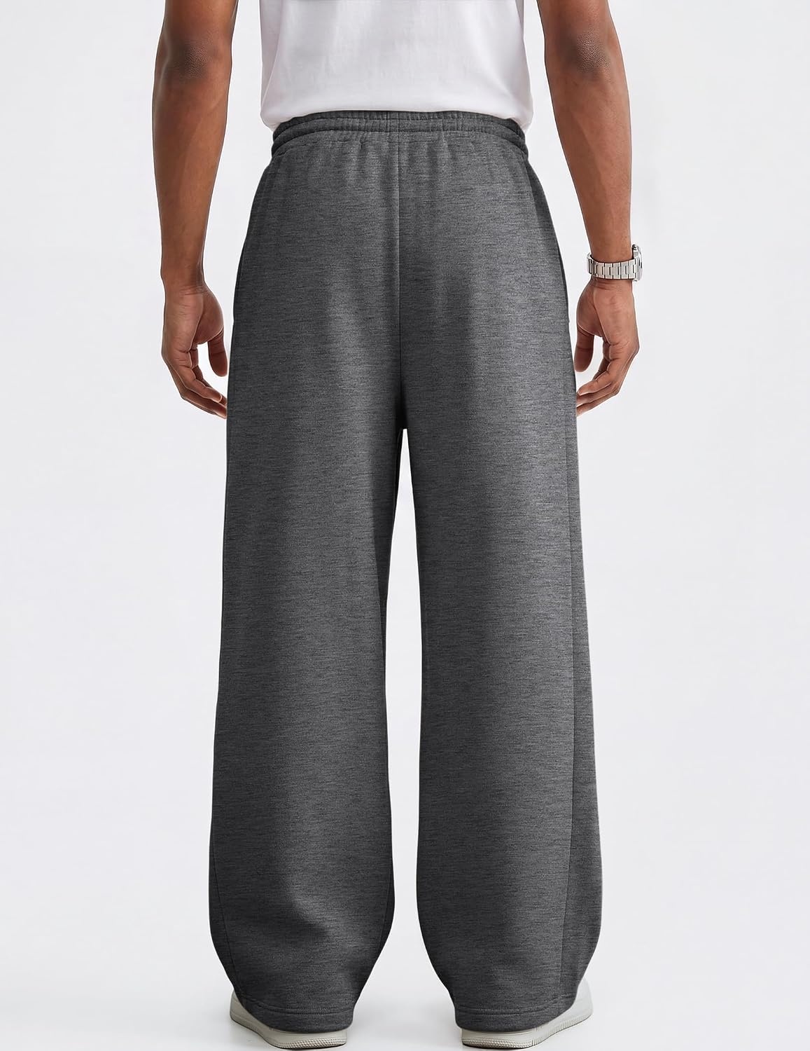 image:imageCOOFANDY Mens Casual Baggy Sweatpants Cotton Wide Leg Drawstring PantsDark Heather Grey