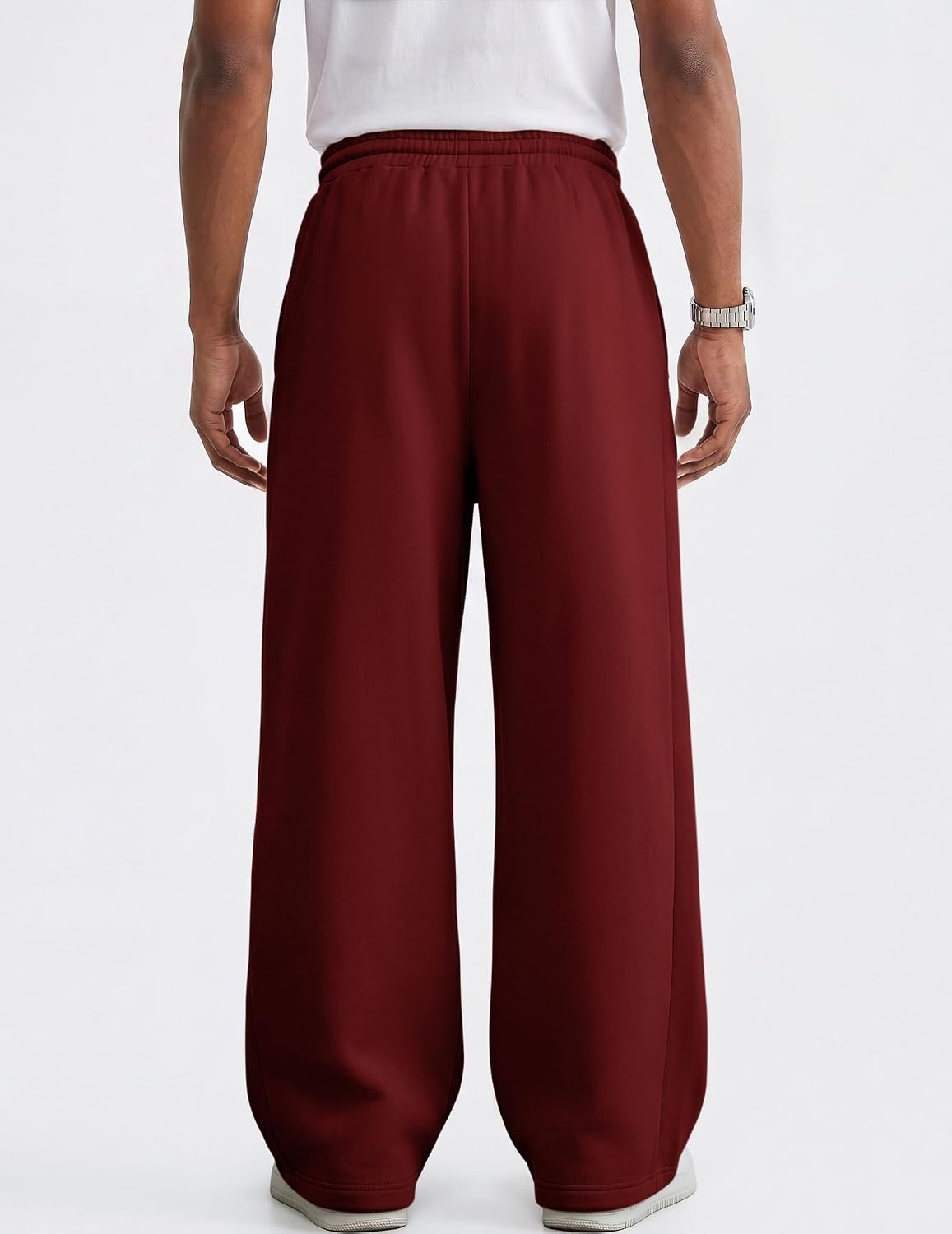 image:imageCOOFANDY Mens Casual Baggy Sweatpants Cotton Wide Leg Drawstring PantsRed