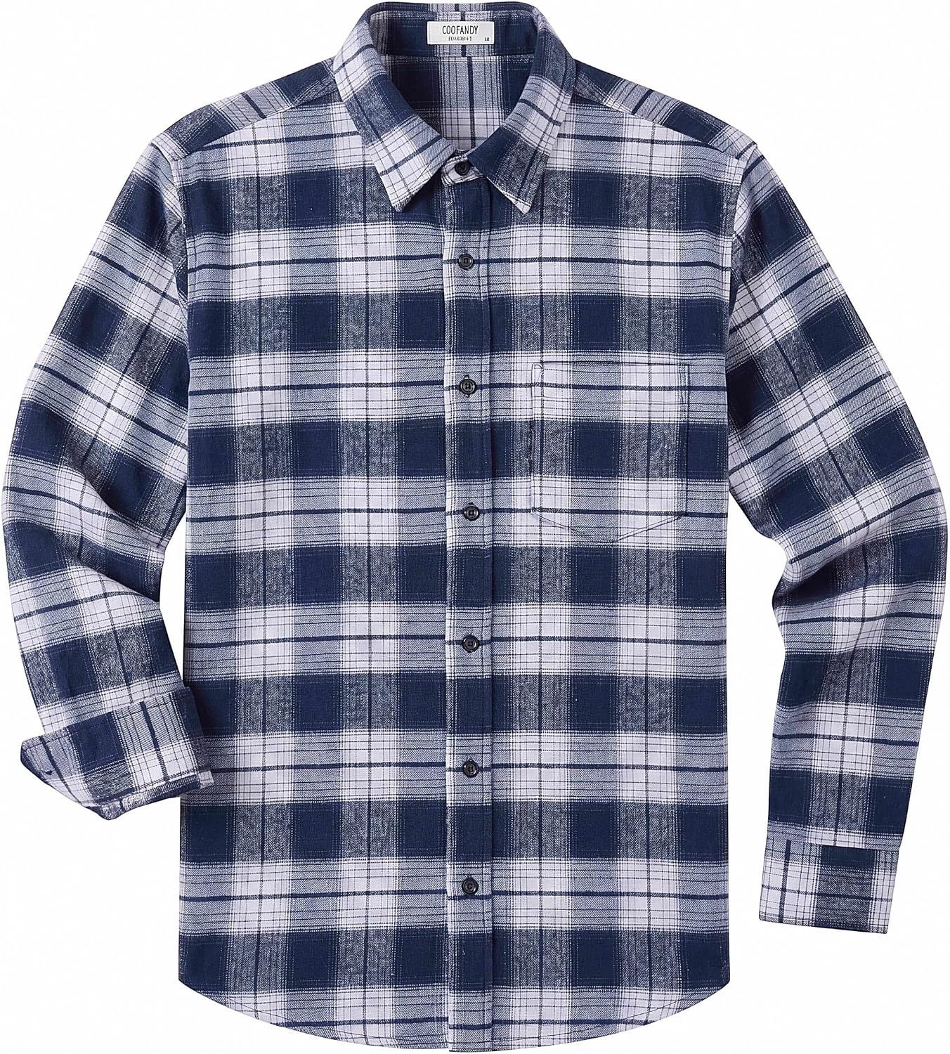image:imageCOOFANDY Mens Flannel Shirts Long Sleeve Button Down Shirt with Pocket Casual Shirts Work Shirts for MenBlue White Plaid