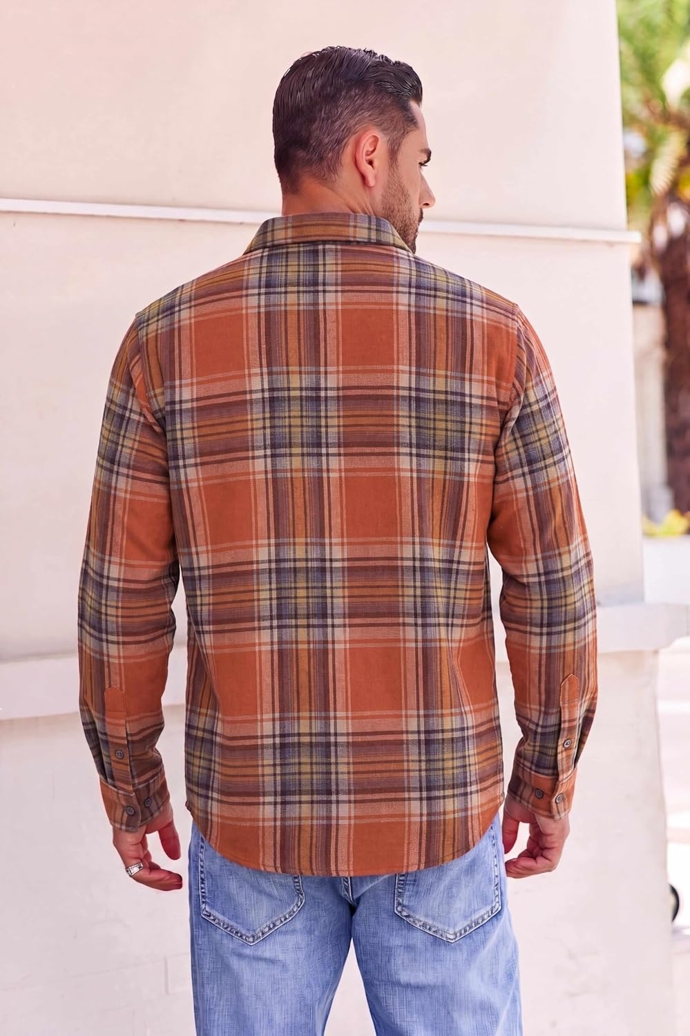image:imageCOOFANDY Mens Flannel Shirts Long Sleeve Button Down Shirt with Pocket Casual Shirts Work Shirts for MenOrangeyellow Plaid
