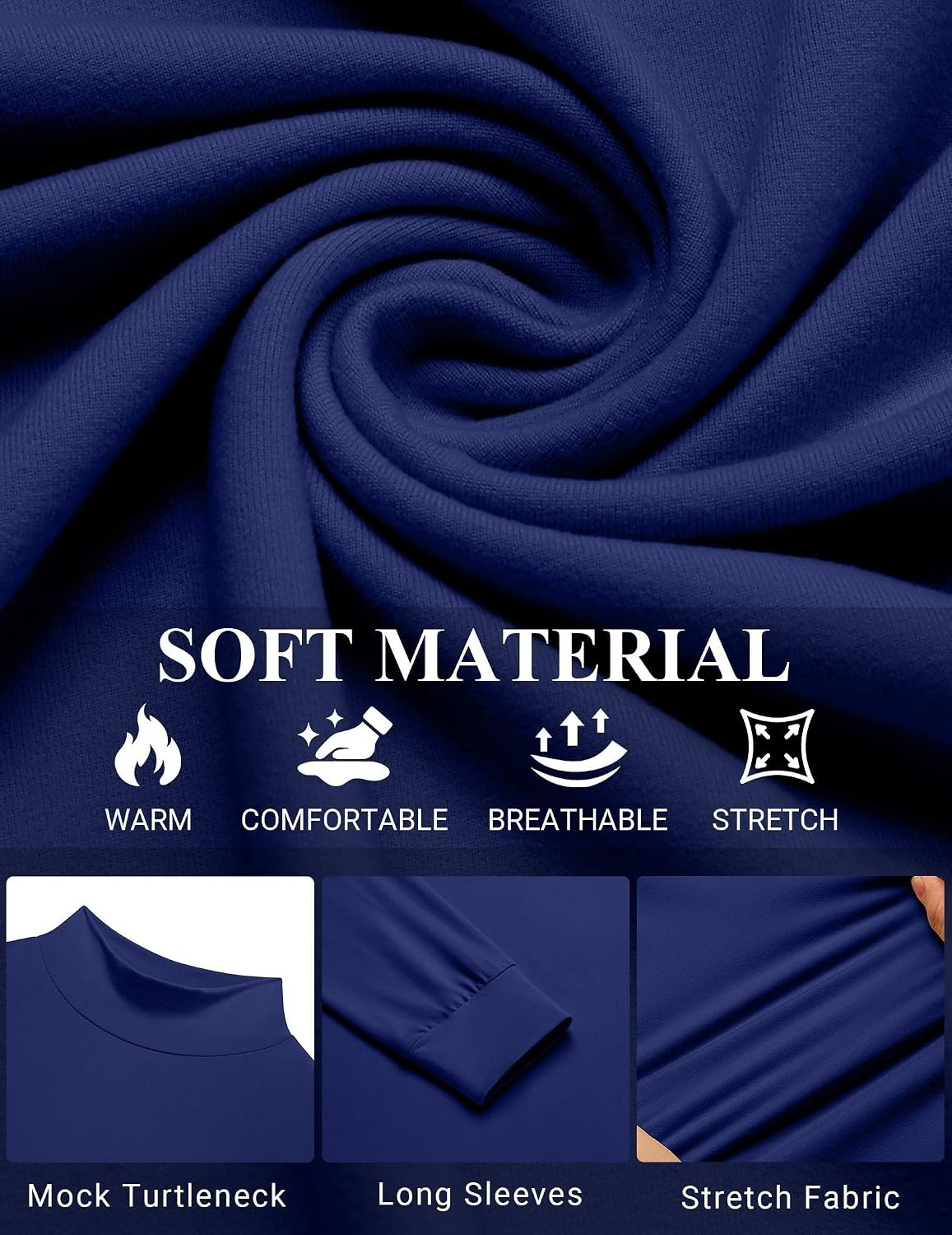 image:imageCOOFANDY Mens Slim Fit Mock Turtleneck T Shirt Casual Basic Knitted Long Sleeve Pullover SweaterDeep Blue