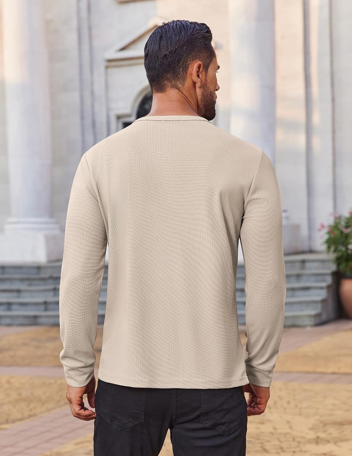 image:imageCOOFANDY Mens Waffle Henley Shirts Long Sleeve Casual TShirt Basic Lightweight Pullover TeesBeige