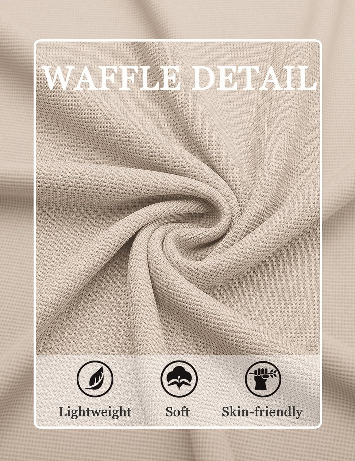 image:imageCOOFANDY Mens Waffle Henley Shirts Long Sleeve Casual TShirt Basic Lightweight Pullover TeesBeige