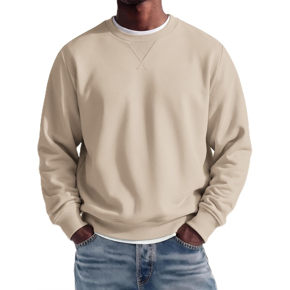 image:imageCOOFANDY Mens Crewneck Sweatshirt Lightweight Casual Fall Winter PulloversKhaki