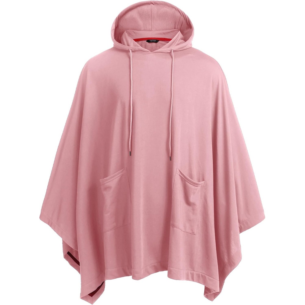 image:imageCOOFANDY Unisex Casual Hooded Poncho Cape Cloak Fashion Coat Hoodie Pullover with PocketLight Pink
