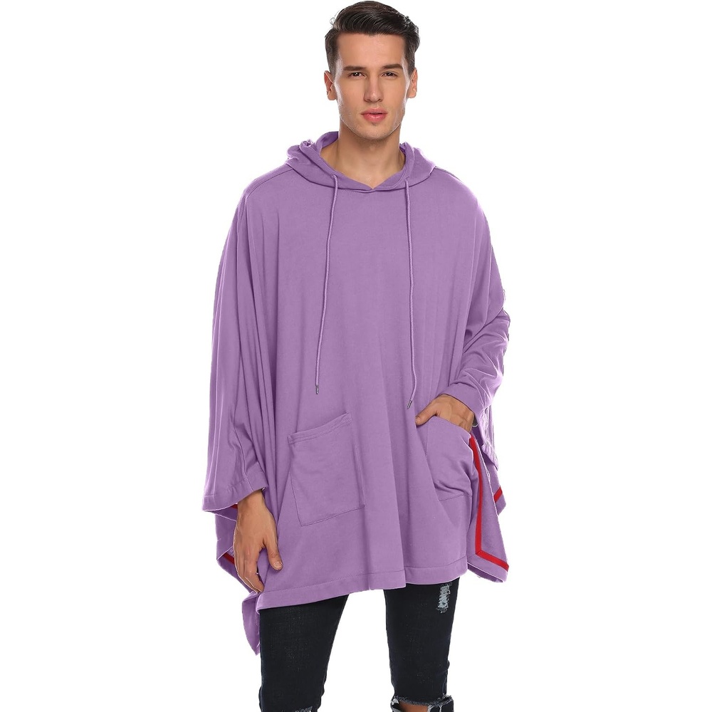 image:imageCOOFANDY Unisex Casual Hooded Poncho Cape Cloak Fashion Coat Hoodie Pullover with Pocketlilac