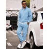 COOFANDY 2 Piece Set for Men Sweatsuit 1/4 Zip Sweatshirt and Jogger pants(Light Blue)