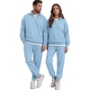 COOFANDY 2 Piece Set for Men Sweatsuit 1/4 Zip Sweatshirt and Jogger pants(Light Blue)