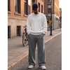 COOFANDY Men’s Casual Baggy Sweatpants Cotton Wide Leg Drawstring Pants(Dark Heather Grey)
