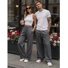 COOFANDY Men’s Casual Baggy Sweatpants Cotton Wide Leg Drawstring Pants(Dark Heather Grey)