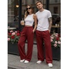 COOFANDY Men’s Casual Baggy Sweatpants Cotton Wide Leg Drawstring Pants(Red)