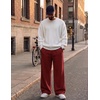 COOFANDY Men’s Casual Baggy Sweatpants Cotton Wide Leg Drawstring Pants(Red)