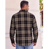 COOFANDY Mens Flannel Shirts Long Sleeve Button Down Shirt with Pocket Casual Shirts Work Shirts for Men(Black-khaki-red Plaid)