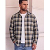 COOFANDY Mens Flannel Shirts Long Sleeve Button Down Shirt with Pocket Casual Shirts Work Shirts for Men(Blue Brown Plaid)
