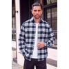 COOFANDY Mens Flannel Shirts Long Sleeve Button Down Shirt with Pocket Casual Shirts Work Shirts for Men(Blue White Plaid)