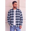 COOFANDY Mens Flannel Shirts Long Sleeve Button Down Shirt with Pocket Casual Shirts Work Shirts for Men(Blue White Plaid)