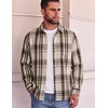 COOFANDY Mens Flannel Shirts Long Sleeve Button Down Shirt with Pocket Casual Shirts Work Shirts for Men(Brown White Plaid)