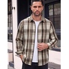 COOFANDY Mens Flannel Shirts Long Sleeve Button Down Shirt with Pocket Casual Shirts Work Shirts for Men(Brown White Plaid)