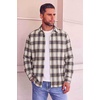 COOFANDY Mens Flannel Shirts Long Sleeve Button Down Shirt with Pocket Casual Shirts Work Shirts for Men(Khaki-blue Plaid)