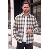 COOFANDY Mens Flannel Shirts Long Sleeve Button Down Shirt with Pocket Casual Shirts Work Shirts for Men(Khaki-blue Plaid)