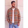 COOFANDY Mens Flannel Shirts Long Sleeve Button Down Shirt with Pocket Casual Shirts Work Shirts for Men(Orange-yellow Plaid)