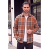 COOFANDY Mens Flannel Shirts Long Sleeve Button Down Shirt with Pocket Casual Shirts Work Shirts for Men(Orange-yellow Plaid)