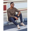 COOFANDY Mens Henley Shirt Long Sleeve Casual Stretch Solid T-Shirts Fashion Pullover Lightweight Fall Tops(Brown)
