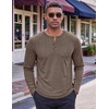 COOFANDY Mens Henley Shirt Long Sleeve Casual Stretch Solid T-Shirts Fashion Pullover Lightweight Fall Tops(Brown)