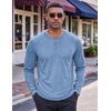 COOFANDY Mens Henley Shirt Long Sleeve Casual Stretch Solid T-Shirts Fashion Pullover Lightweight Fall Tops(Light Blue)